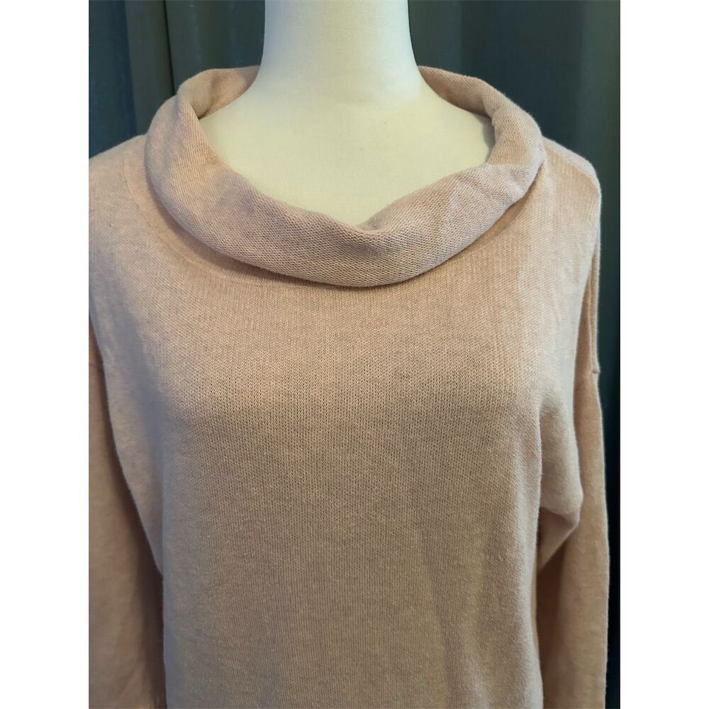 PureJill Women's Cowl Neck Pullover Sweater Beige Size M Long Sleeve Casual
